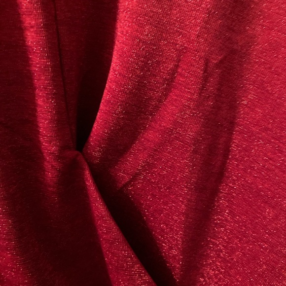 Alfani Women’s Dressy Red Shine Knit V Neck Long Sleeve Mock Surplice Top XL - Picture 5 of 5